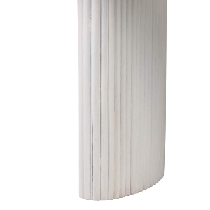 Wood Accent Table Fluted Base Curved Legs Modern Design Sculpted Frame