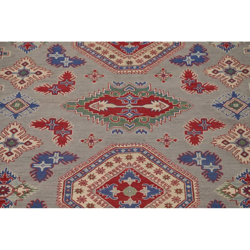Large Geometric Kazak Oriental Area Rug Handmade Wool Carpet - 9'9" x 13'9"