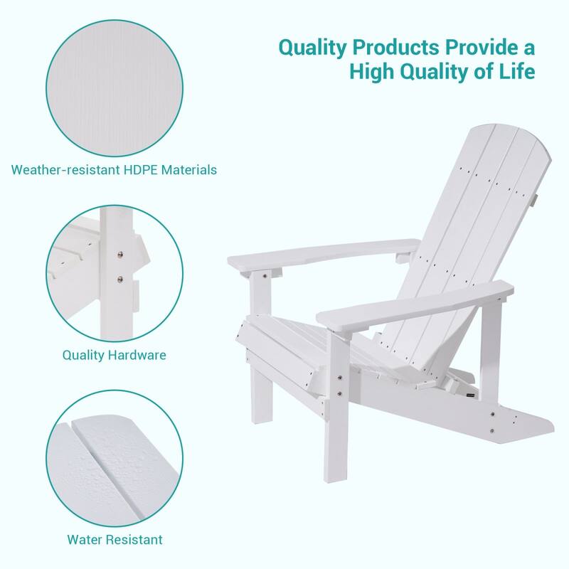 Bonosuki Weather-resistant Wood Outdoor Adirondack Chairs-Set of 4