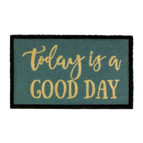 18" Blue and Black "Today Is a Good Day" Outdoor Door Mat