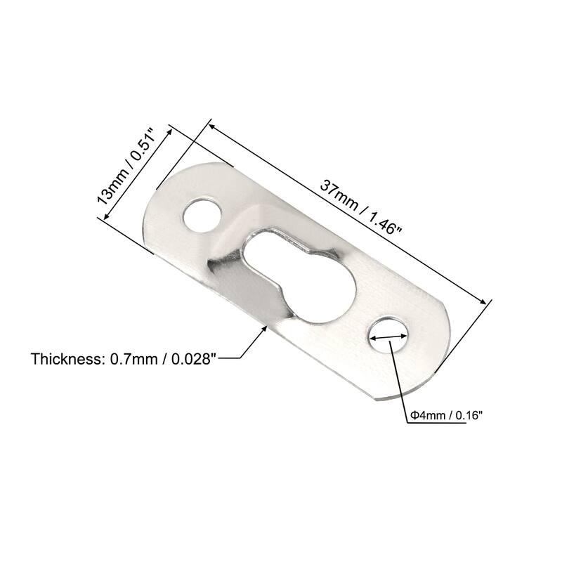 Keyhole Hanging Plate, 37mm x 13mm Single Hole Hook with Screws, 20Pcs - Silver - 37mm x 13mm,20 Pcs