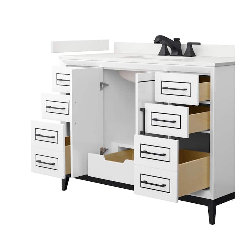 Wyndham Collection WCH515148S-QTZ-US3MXX Marlena 48" Free Standing