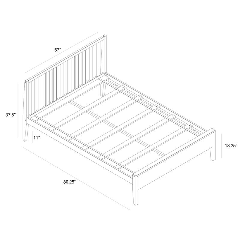 Plank and Beam Modern Full-Size Bed with Slatted Headboard