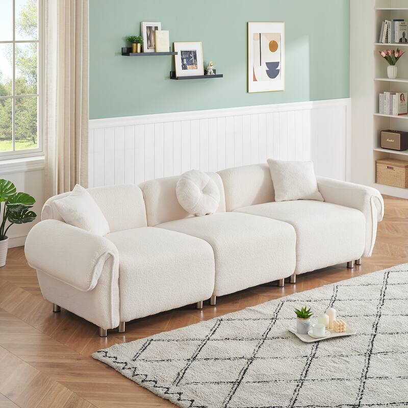 112" teddy velvet fabric, with 3 pillows for living room