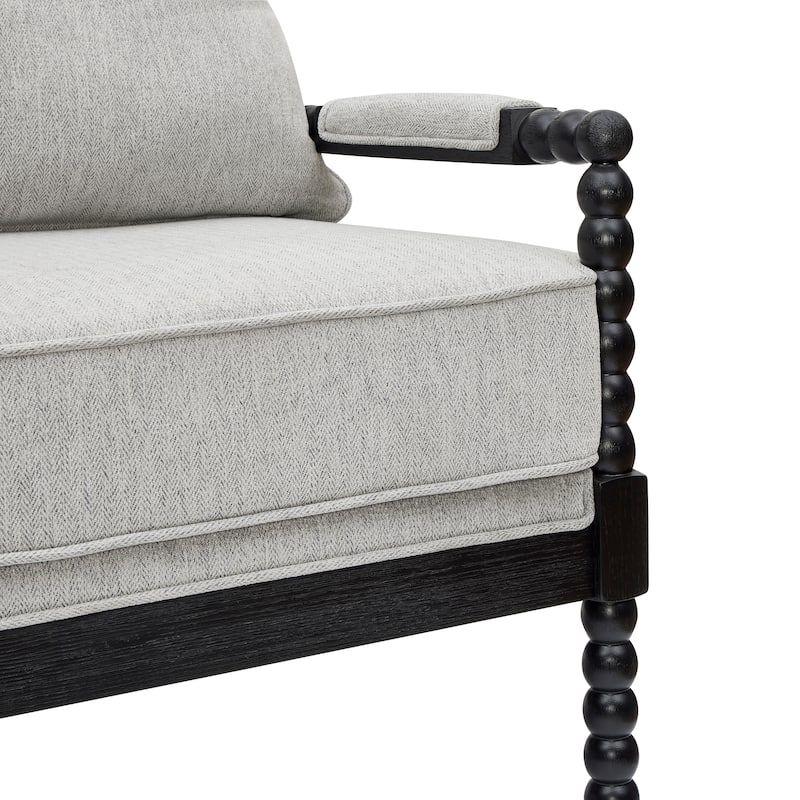 Roundhill Furniture Belvoir Upholstered Spool Accent Chair with Turned Wood Frame
