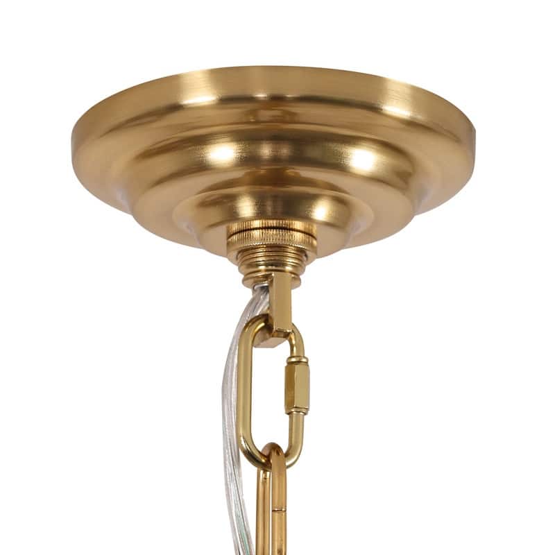 20 in. Gold Modern Glass Chandelier 5-Light Glam Dimmable Pendant Light Fixture for Dining Room