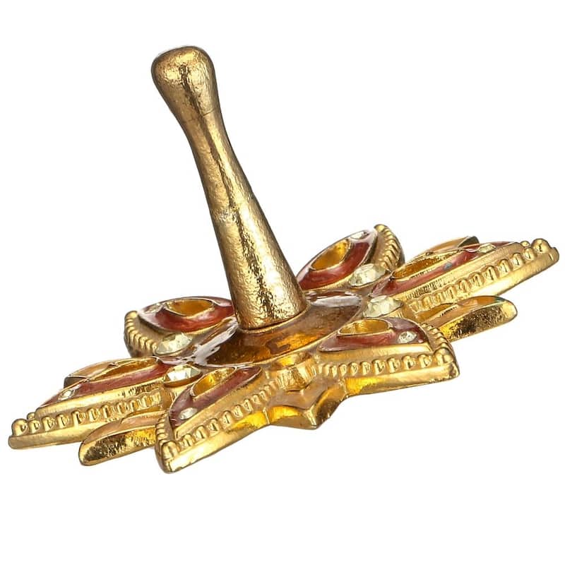 Matashi Hand Painted Enamel Menorah Candelabra w/ Tree & Flower Buds Design & Spinning Dreidel Holiday Ornaments w/ Crystals