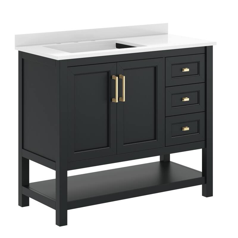 Bathroom Vanity with Sink, Open Storage, and Storage Drawers