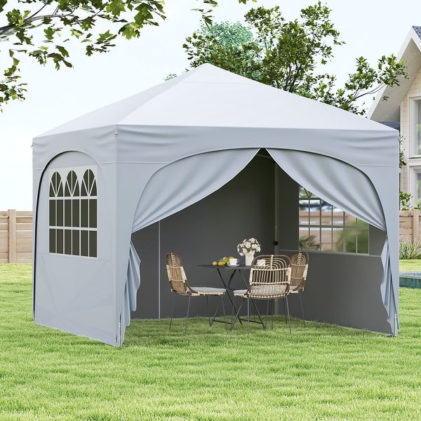 Aoodor 10x10 FT Pop Up Canopy Tent - Portable Instant Shade For Camping, Parties, And Outdoor Events - Sturdy Iron Frame, Water-Resistant 210D Oxford