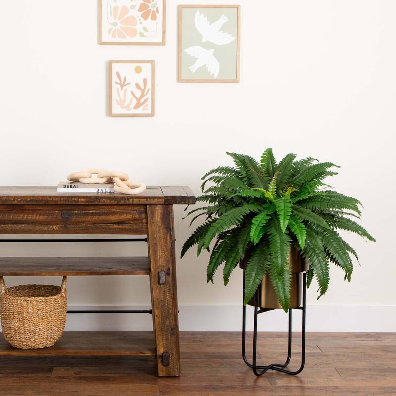 Boston Fern Artificial Plant with Patina Metal Planter - 2.5'