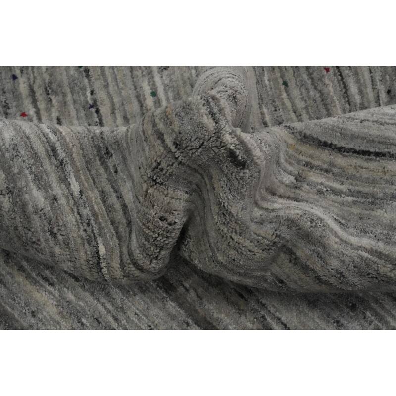 Hand Knotted Oriental 100% Wool Carpet Tribal Animal Pictorial Greys & Charcoal Gabbeh Area Rug - 12' 6'' X 9' 2''