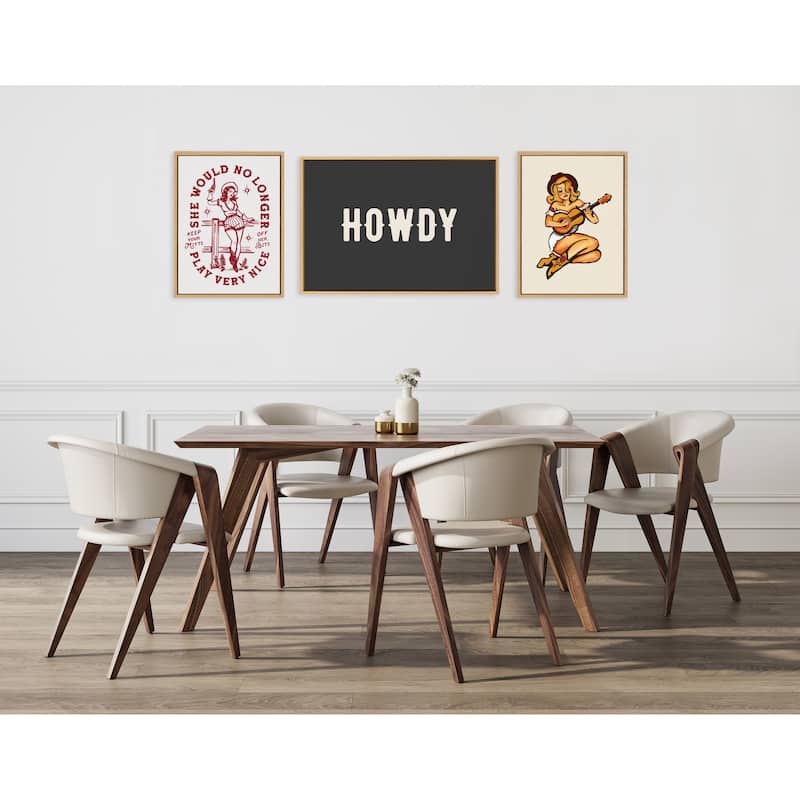 Kate and Laurel Sylvie Howdy Landscape Black Framed Canvas by Honey Island Studio