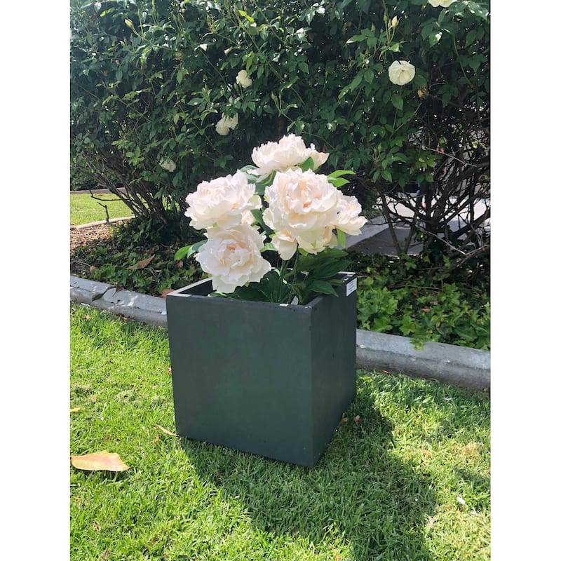 Durx-litecrete Lightweight Concrete Modern Square Granite Planter-Medium - 11.8'x11.8'x11.8'