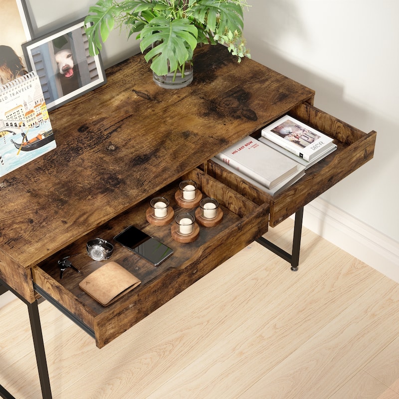 43'' W Home Office Computer Desk with 2 Drawers, Modern Writing Study Desk