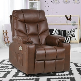Brown PU Massage Recliner Sofa Chair