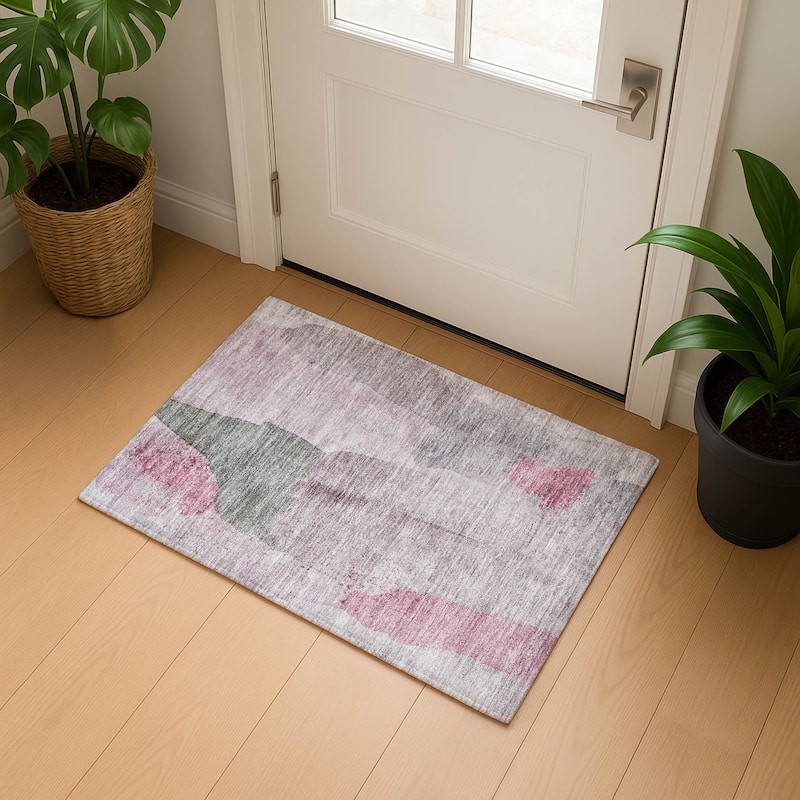 Premium Washable Super Soft Vintage Modern Mayfield Rug - Blush - 1'8" x 2'6"