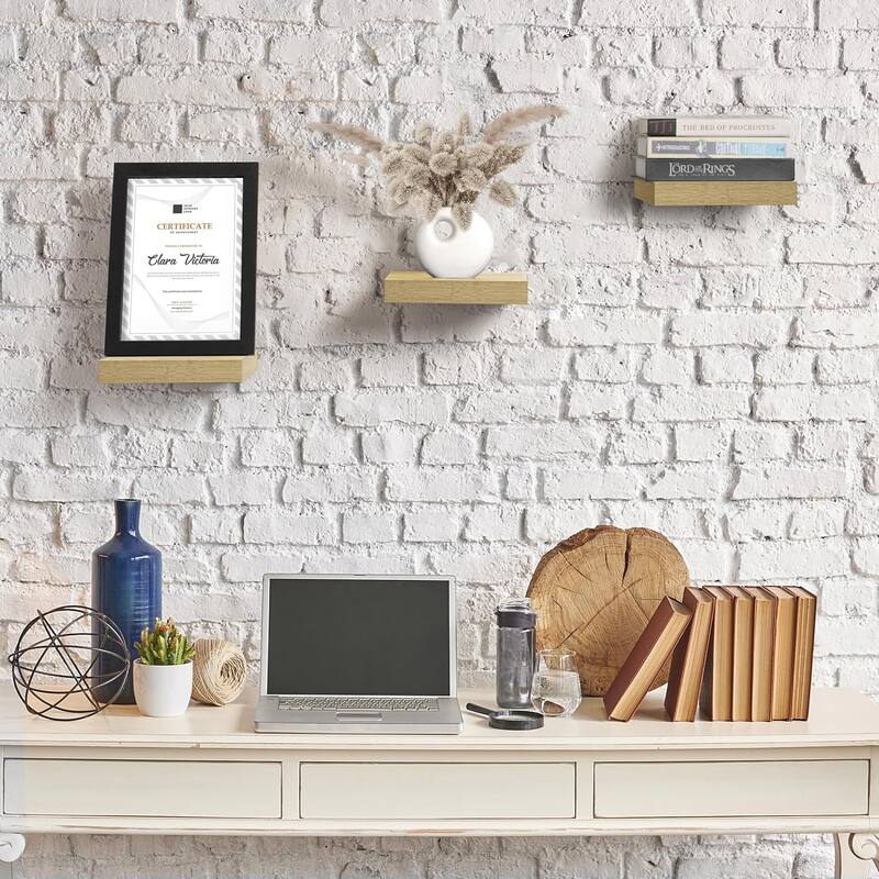 3 Pack Square Mounted Floating Shelves - Rustic Wood Display Ledge Storage Shelf - 9.25" L X 9.25" W X 1.5" H