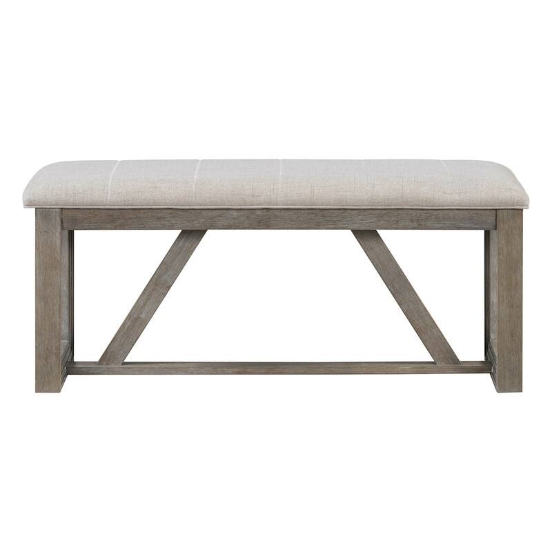 Spruce & Spring Dining Table Set for 6, 6-Piece Mid Century Modern Farmhouse Table with Chairs and Bench