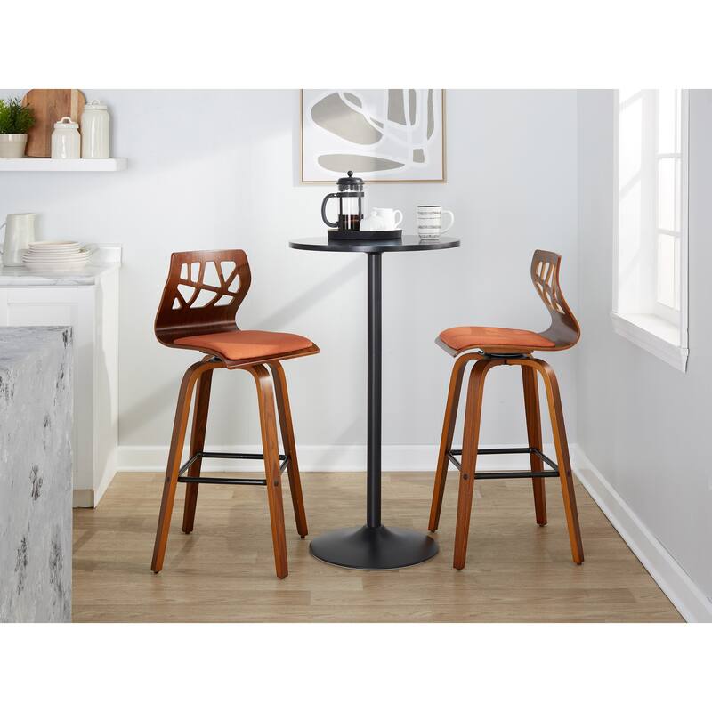 Carson Carrington Sala 30" Fixed-Height Bar Stool with Bent Wood Legs & Square Footrest (Set of 2)