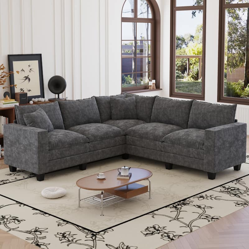 GDFStudio - Elara Grand 97'' Corner Couch with Armrest Storage, Deep Seat L-Shaped Sectional Sofa for Living Room
