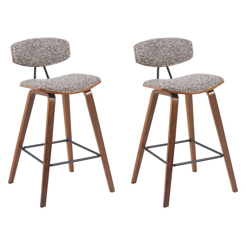 Fox Mid-Century Bar Stool, Upholstered Counter Height Chair with Bentwood Legs