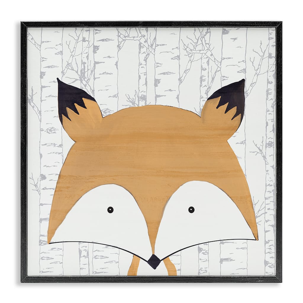 Stupell Whimsical Fox on Birch Framed Giclee Art Design By Kim Allen