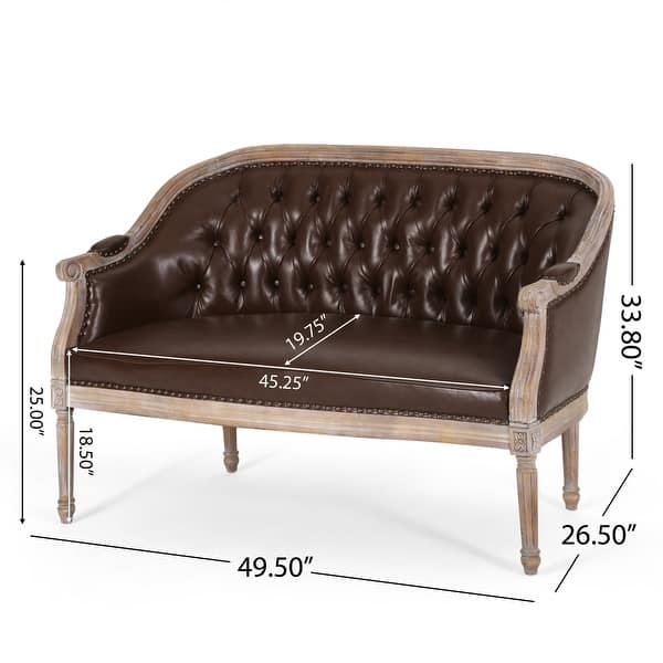 dimension image slide 3 of 5, Faye Tufted Upholstered Loveseat by Christopher Knight Home