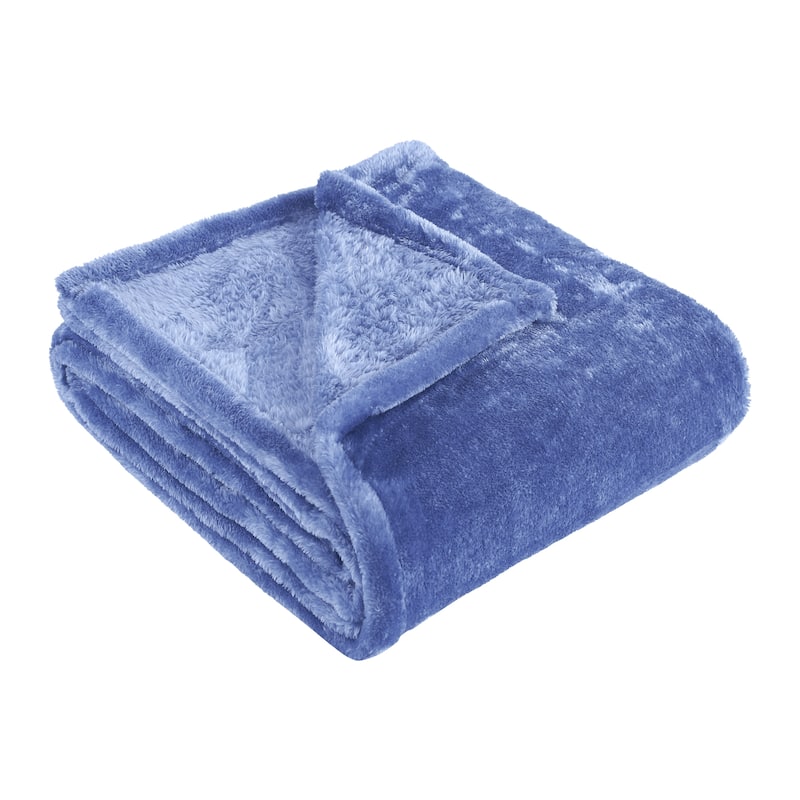 Superior Ultra-Soft Plush Fleece Throw and Blanket - King - Blue