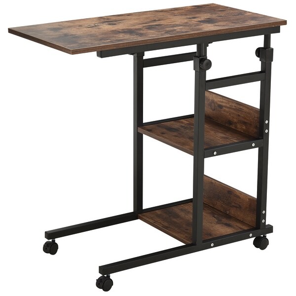 Adjustable rolling side outlet table