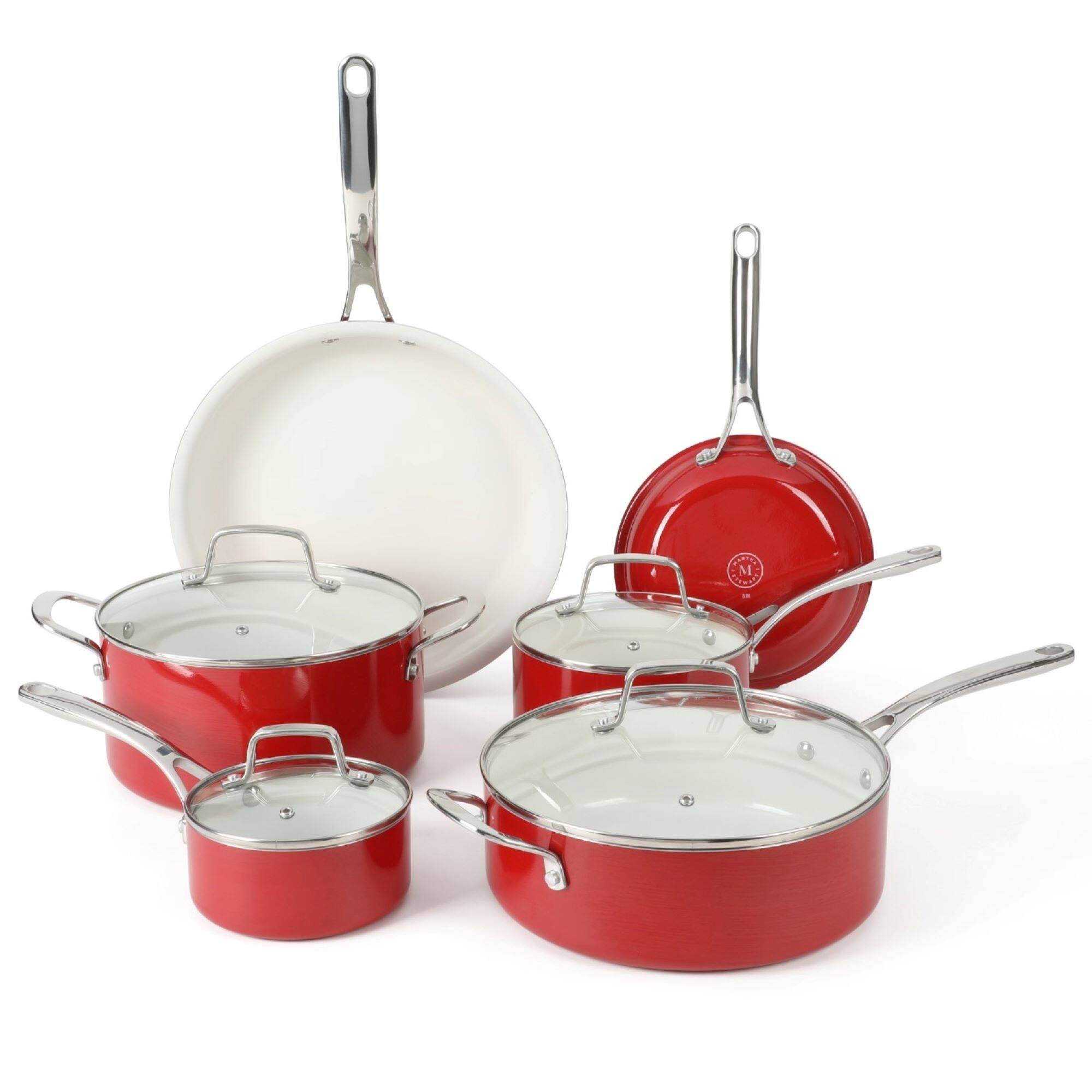 Martha Stewart Lockton 10 Piece Enamel Aluminum Pots and Pans Cookware