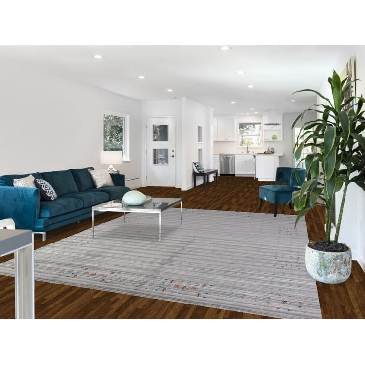 Striped Tribal Gabbeh Indian Area Rug Handmade Wool Carpet - 8'0" x 10'1"