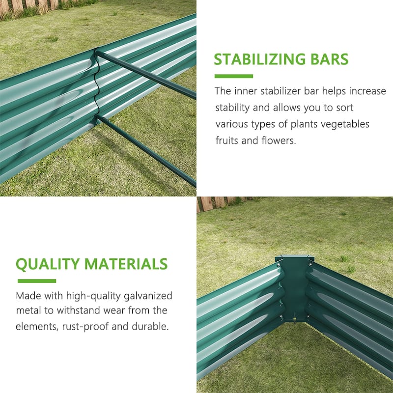 Outdoor Galvanized Metal Raised Garden Bed Kit - 7.6 x 3.7 x 1 ft