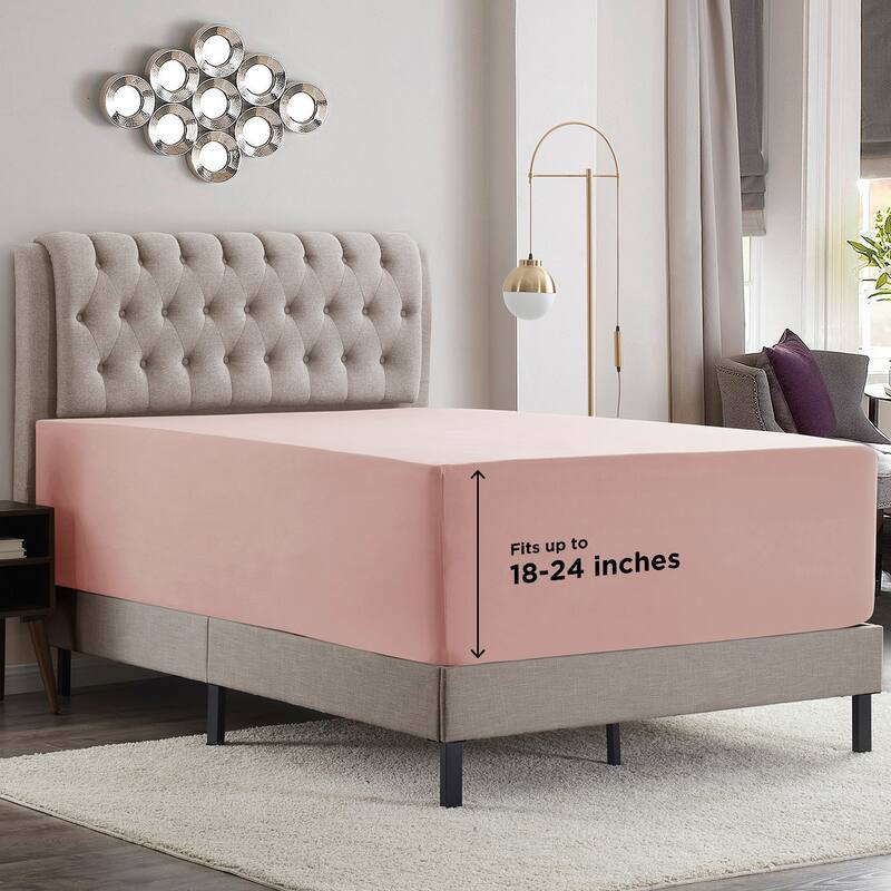 Empyrean Bedding Extra Deep Pocket Microfiber Fitted Sheet Set - Blush - Queen