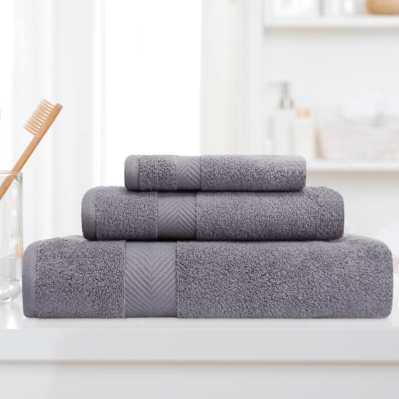 Superior Soft & Absorbent Zero Twist Cotton 3-piece Towel Set - Grey