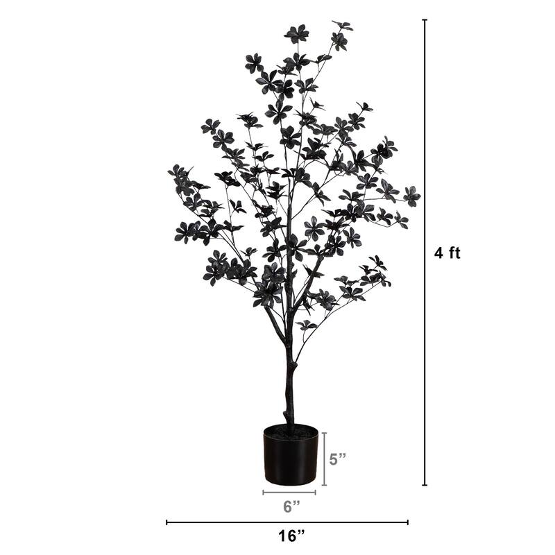 Enkianthus Artificial Halloween Tree with Pot - 4' - Black