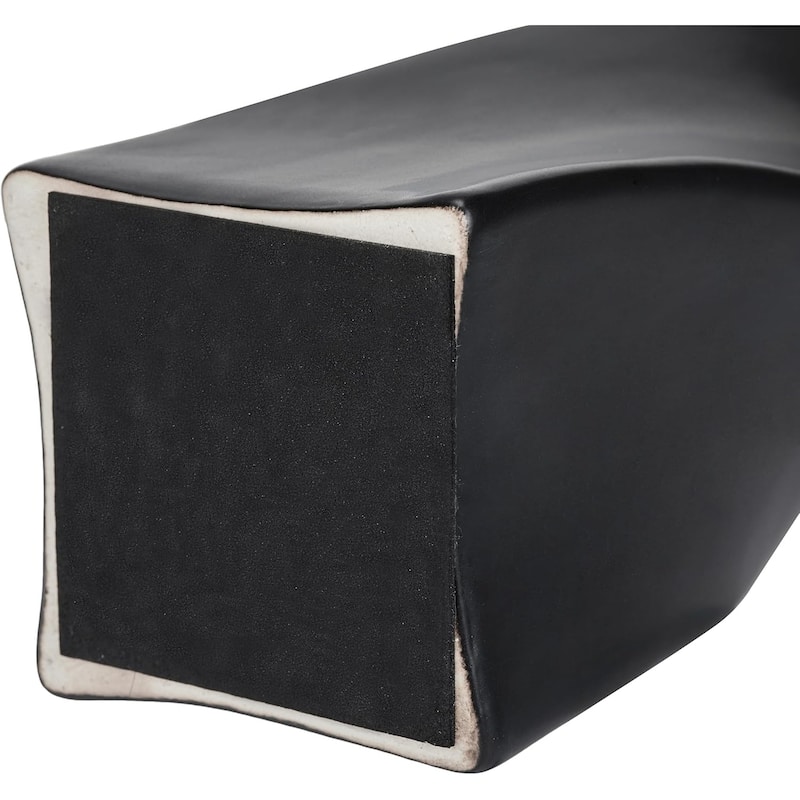 Black Tall Curvy Taper Candlesticks Set of Two Ceramic Decor