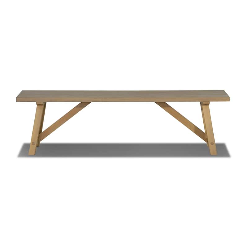 Cascais Solid Wood Bench with Farmhouse Base