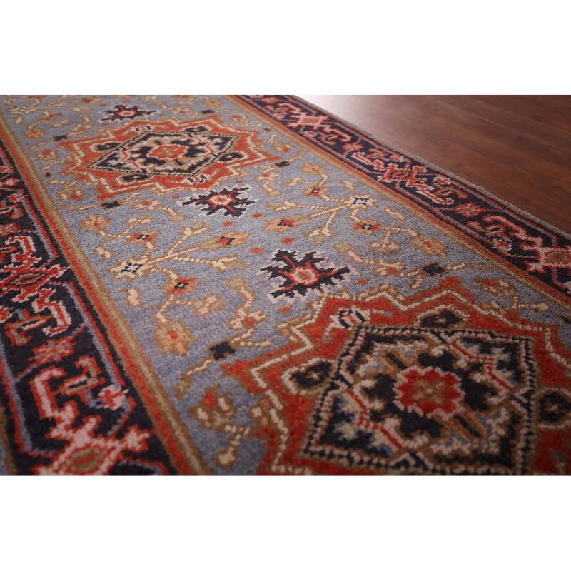 Blue Heriz Serapi Oriental Runner Rug Handmade Wool Carpet - 2'7"x 7'11"