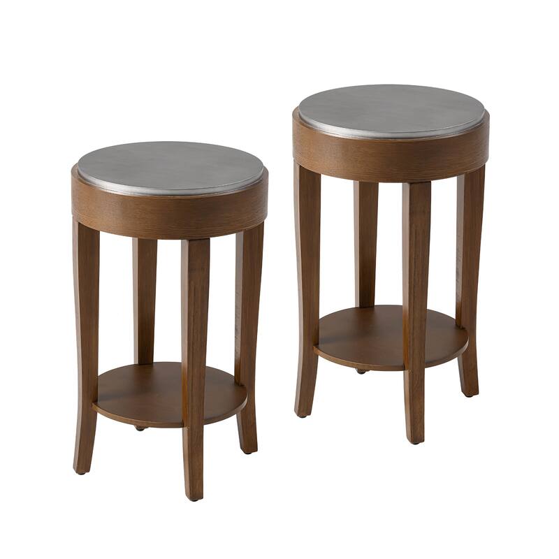 SUNBURY 2-Tier Round Accent Side Table with Shelf