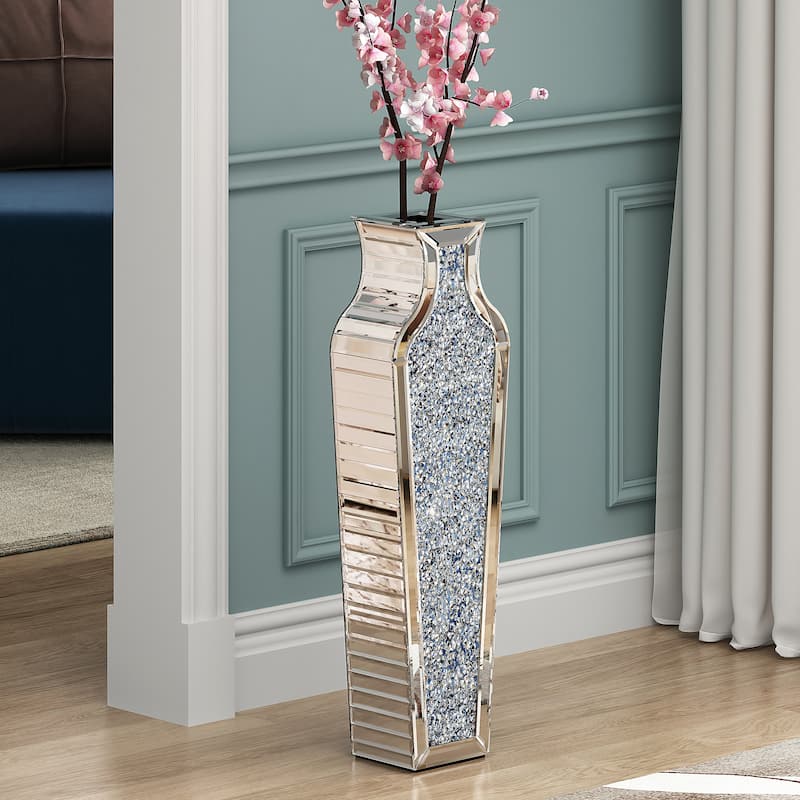 Tall Crushed Diamond Floor Vase