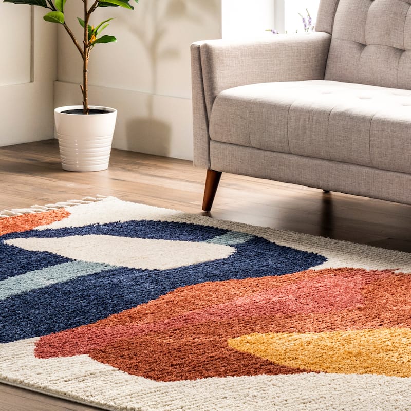 Nuloom Ashton Shaggy Contemporary Abstract Tassel Area Rug