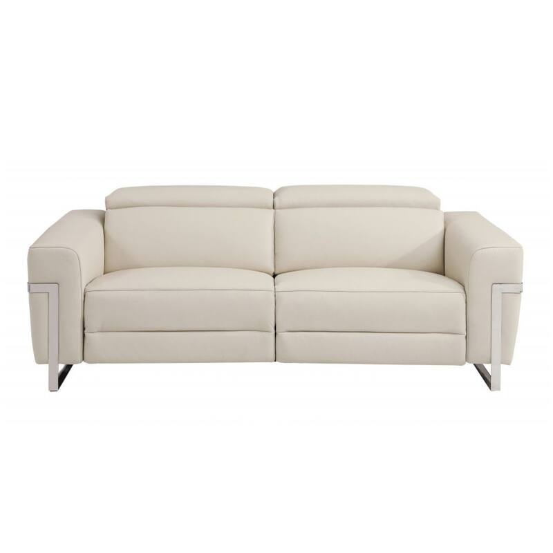 HomeRoots Three Piece Indoor Beige Italian Leather Six Person Seating Set