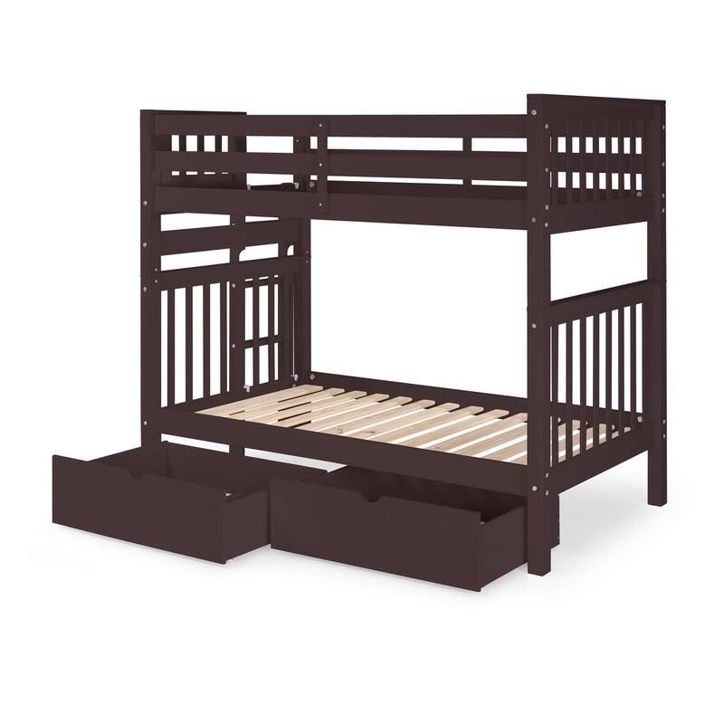 Taylor & Olive Trillium Tall Twin over Twin Bunk Bed, 2 Drawers