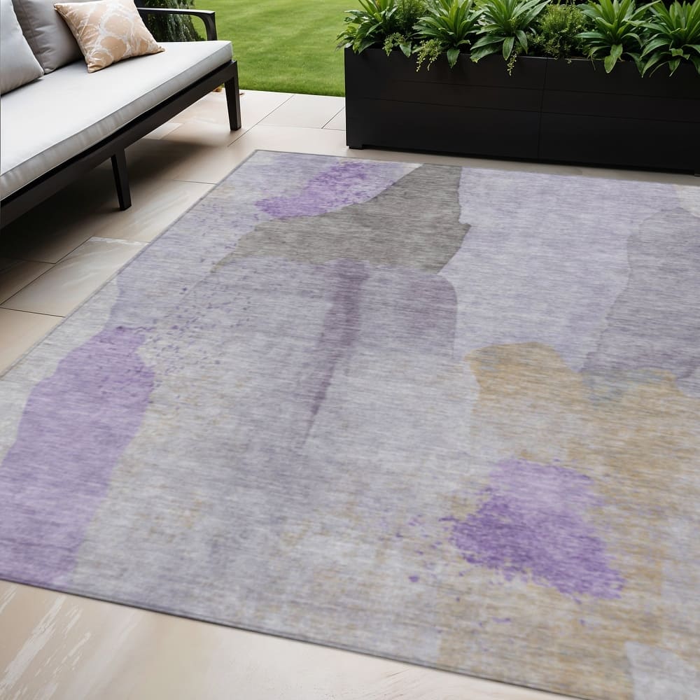 HomeRoots Abstract Transitional Rectangle Outdoor Rug
