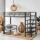preview thumbnail 2 of 14, Twin Size Metal Loft Bed with Bench and Storage Staircase, Black