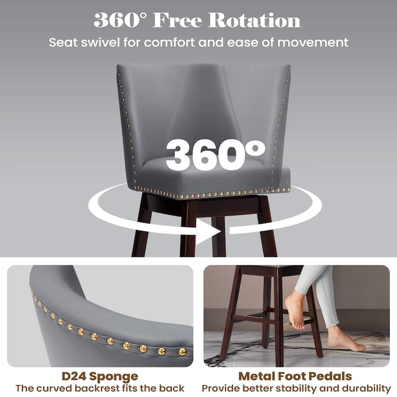 Crestlive Bar Stools Swivel Barstool with Back