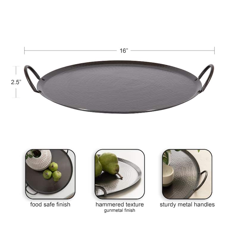 Kate and Laurel Sanzo Hammered Round Metal Tray