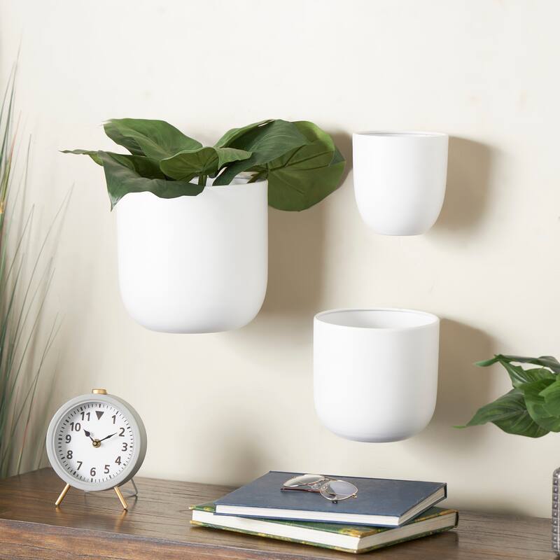 Gold, Black, Silver or White Metal Indoor Outdoor Floating Wall Planter (Set of 3) - S/3 9", 7", 6"H