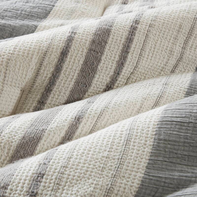 GDF Studio - Amara Textured Cotton Comforter 3-Piece Set with Waffle and Gauze Weave