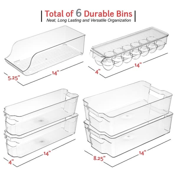 StorageBud 8 Piece Refrigerator Organizer Bins Stackable Freezer Organizer Clear